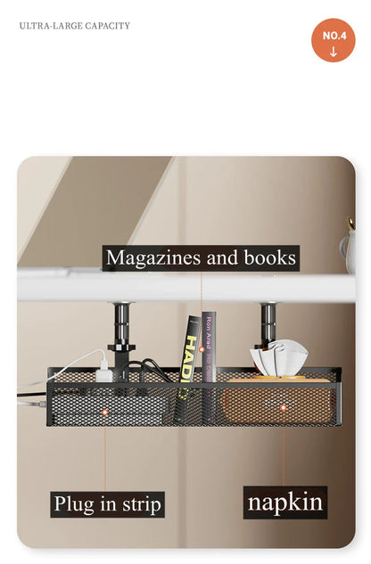 No-Drill Extendable Under Desk Cable Management Tray | Retractable Power Strip & Cord Holder with Clamp