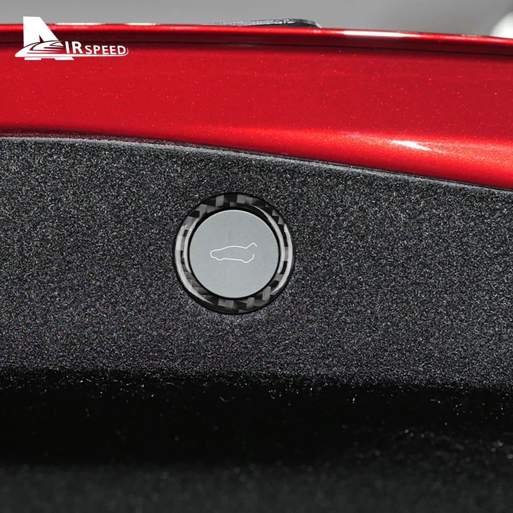 Soft Carbon Fiber Sticker — Interior Trim for Tesla Model 3 Highland 2024 & Model Y 2025, Car Trunk Switch Button Accessory
