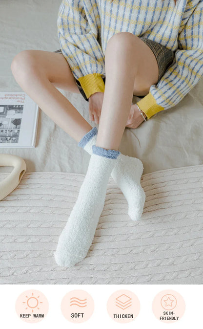 4 Pairs Women's Winter Fuzzy Socks – Thick Thermal Soft & Fluffy Slipper Socks for Home & Sleeping