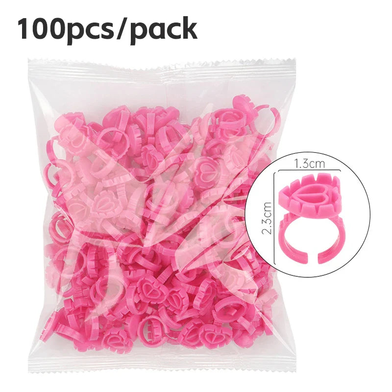 AILEISHI 100PCS Disposable Eyelash Glue Cup Rings – Lash Extension Pigment Holder Tattoo Makeup Tools