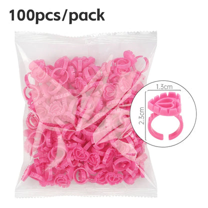 AILEISHI 100PCS Disposable Eyelash Glue Cup Rings – Lash Extension Pigment Holder Tattoo Makeup Tools