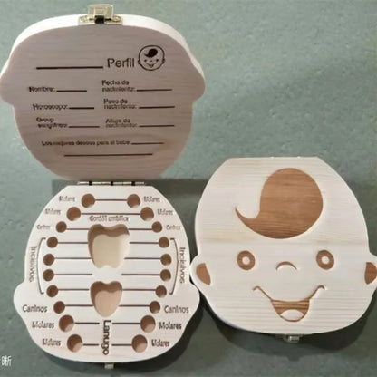 Wooden Baby Tooth & Fetal Hair Storage Box – Keepsake Souvenir Box for Baby Teeth and Hair, Tooth Fairy Collection Box