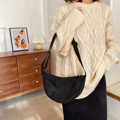 Nylon Hobo Chest Shoulder Bag – Large Capacity Half Moon Crossbody Messenger for Women, Travel & Everyday Use