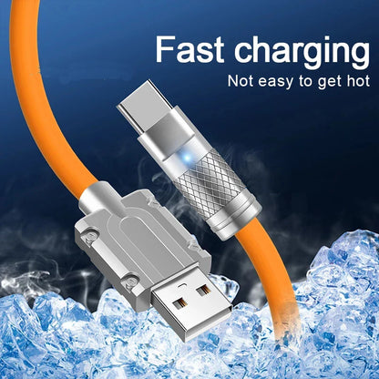 120W 6A Super Fast Charge USB C Cable - Liquid Silicone for iPhone 14/15, Huawei, Samsung, Xiaomi, Quick Charger Type-C Data Wire