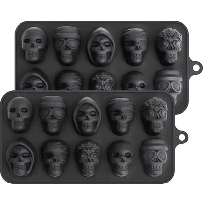Skull Ice Cube Mold 10-Grid — Reusable Halloween Kitchen Mold for Ice, Chocolate, and Ice Cream Making