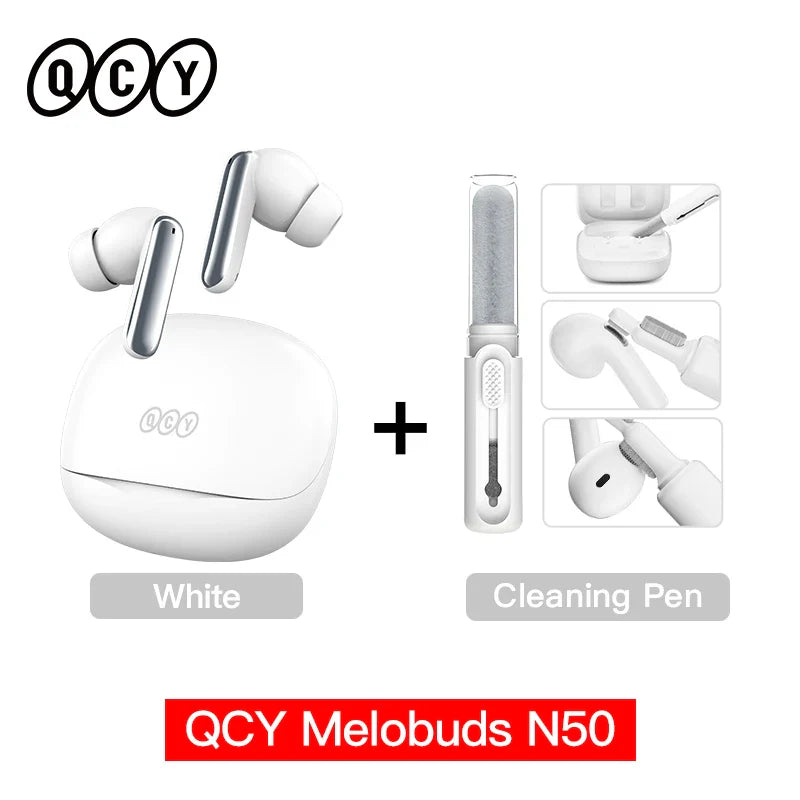 QCY Melobuds N50 Wireless Earphones – Bluetooth 5.4, ANC, 6-Mic Clear Call, Multipoint Connection Earbuds