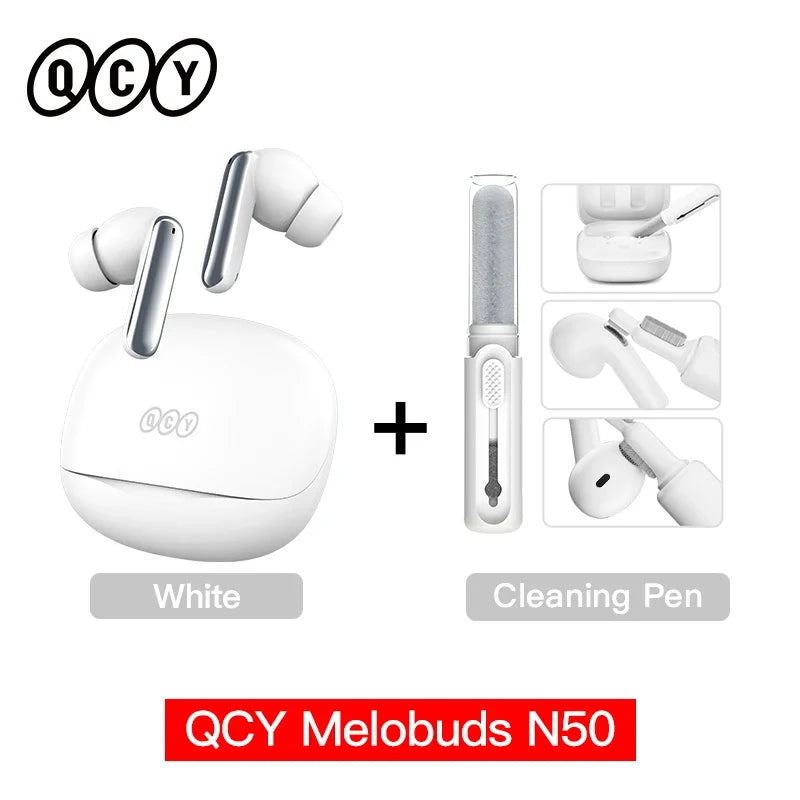 QCY Melobuds N50 ANC Wireless Earbuds - Bluetooth 5.4 Noise Cancelling Earphones with 6-Mic Clear Calls & Multipoint Connection
