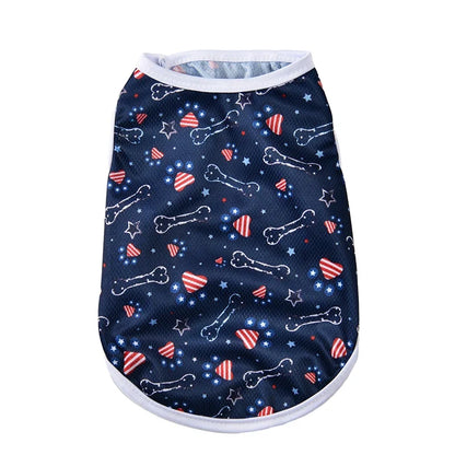 Summer Patriotic Dog Vest - Breathable Independence Day 4th of July Pet T-Shirt for Small Medium Dogs Cats