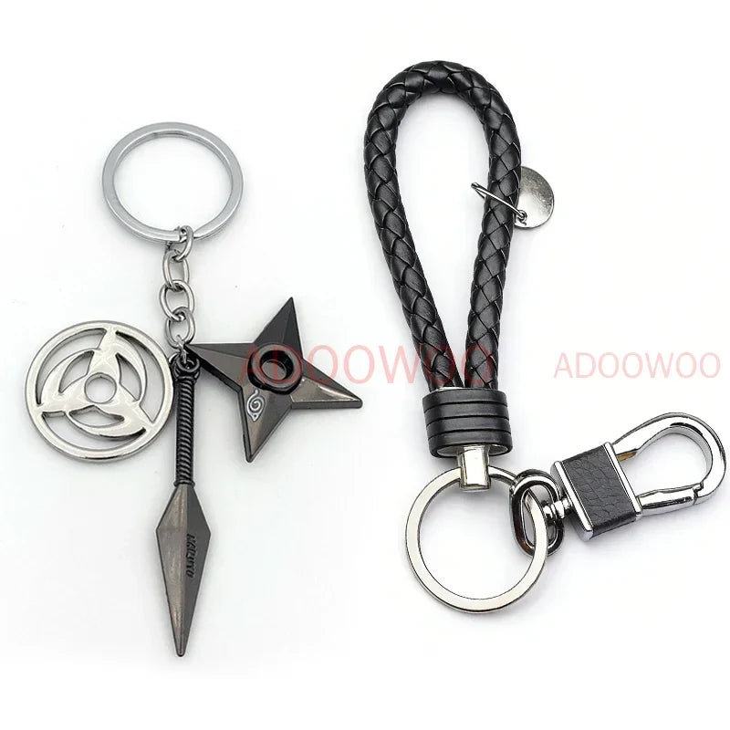 Bandai Naruto Red Cloud Alloy Keychain Set – 20 Styles Anime Woven Leather Rope Charm Car Pendant Punk Jewelry Gift Accessories