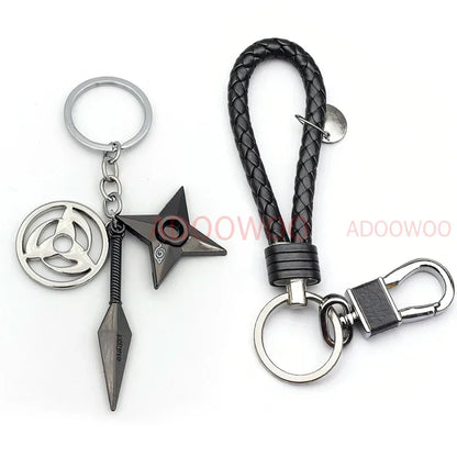 Bandai Naruto Red Cloud Alloy Keychain Set – 20 Styles Anime Woven Leather Rope Charm Car Pendant Punk Jewelry Gift Accessories