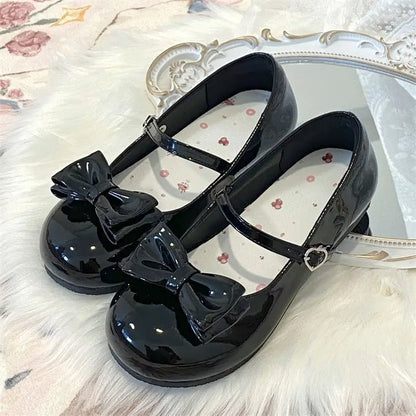 Women’s Lolita Flats – Low Round Toe Cross Strap Bow Princess Tea Party Shoes, Cute Lovely Student Shoes 2025