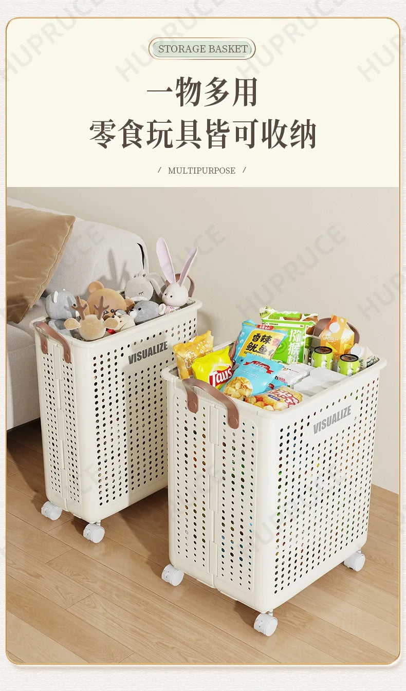 Foldable Laundry Hamper with Wheels — Portable Clothes Basket for Washing & Storage
