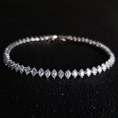 2024 New Luxury Tennis Bracelet – Marquise, Oval & Square Cut Silver Bracelet for Women, Party Gift Jewelry S7062