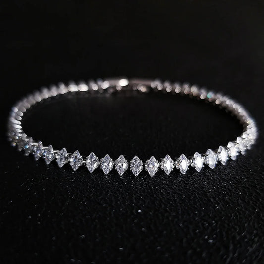2024 New Luxury Tennis Bracelet – Marquise, Oval & Square Cut Silver Bracelet for Women, Party Gift Jewelry S7062