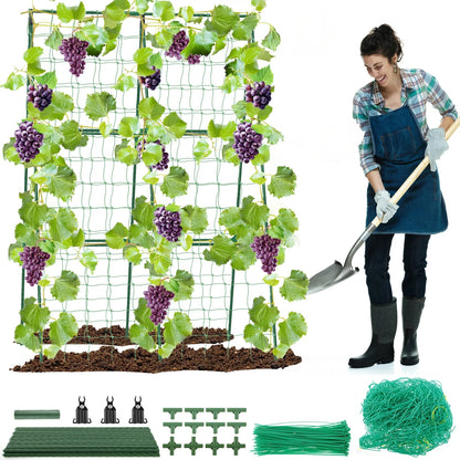 A-Frame Garden Trellis Kit - Rustproof Vegetable Climbing Support with Net for Cucumbers & Outdoor Plants