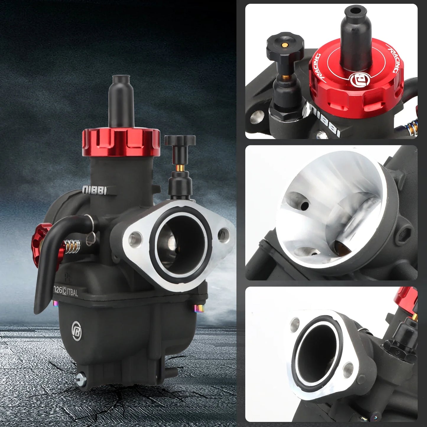 NIBBI PE Flange Carburetor for Motorcycle – 19mm-28mm 2T/4T GY6 Engine 100cc-250cc ATV Yamaha Pitbike Racing