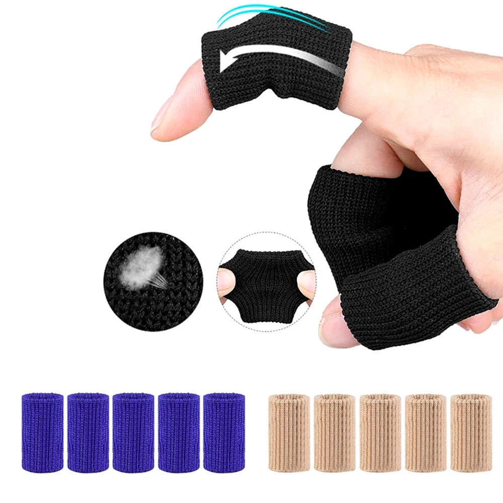 10Pcs Finger Sleeves Set – Soft Breathable Nylon Thumb Brace & Elastic Support Tape for Sports & Arthritis Relief