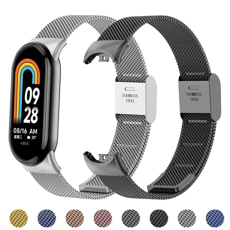 Stainless Steel Mesh Strap for Xiaomi Mi Band 9 & 8 – Metal Replacement Watchband Accessory