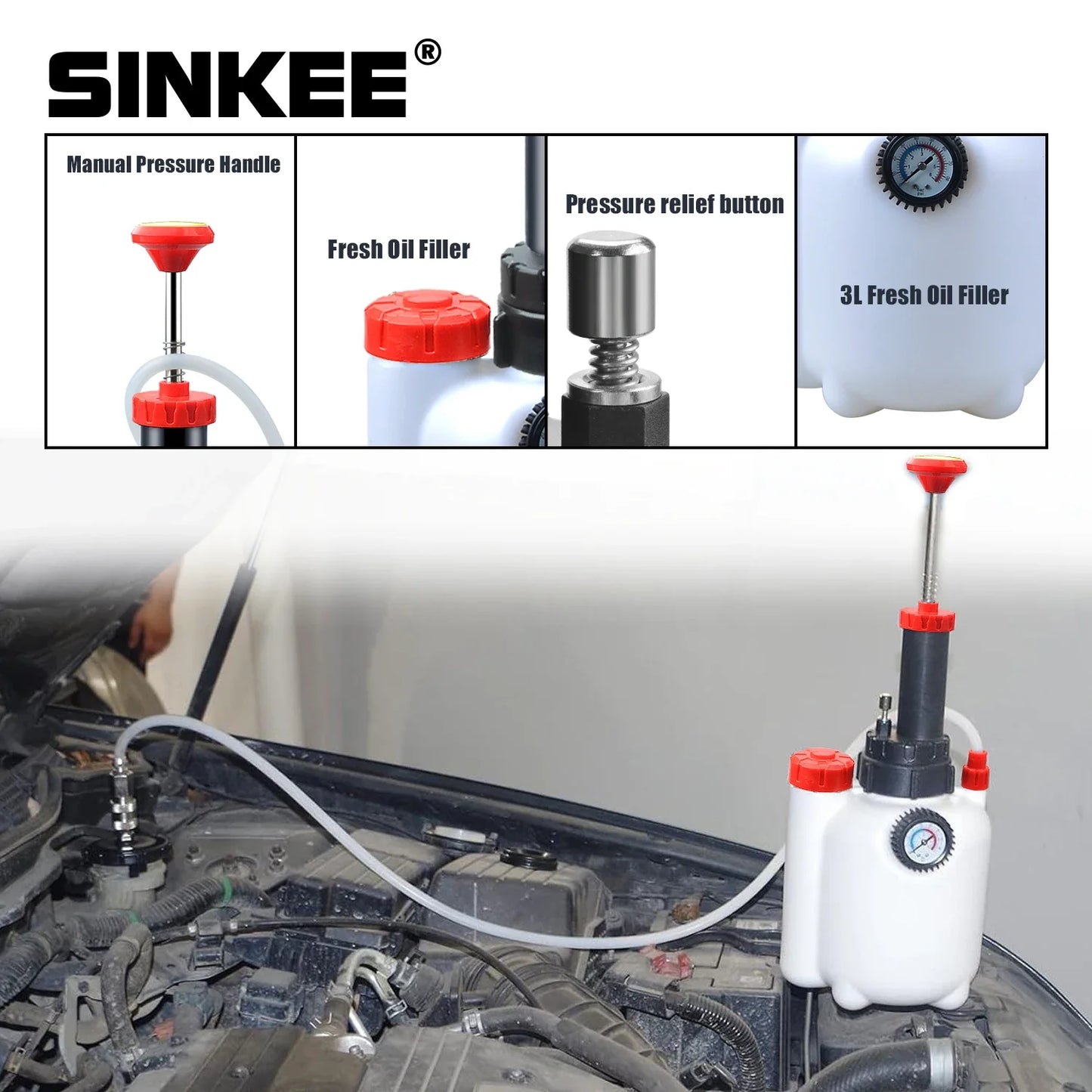 3L Manual Transmission Oil Filling System | Hand Pump & Pneumatic Automatic Gearbox Fluid Pump with Adapters