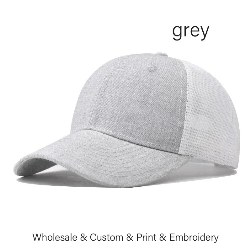 Custom Embroidered Baseball Cap - DIY Logo Mesh Hat for Men & Women, Adjustable Cotton Unisex Cap