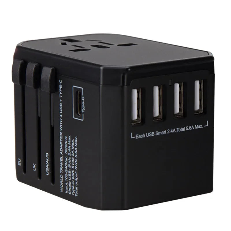 Melery Travel Smart Adapter – International Wall Plug with USB Type-C Charger for US, EU, UK, AU Compatible with iPhone, iPad & Android