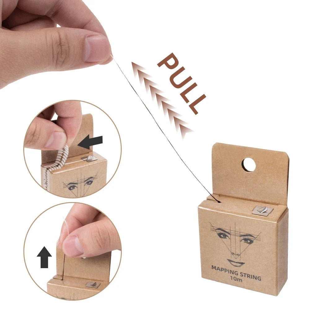 10m Pre-Inked Mapping String for Eyebrows – Microblading & PMU Marker Thread in Box for Tattoo Brow Mapping