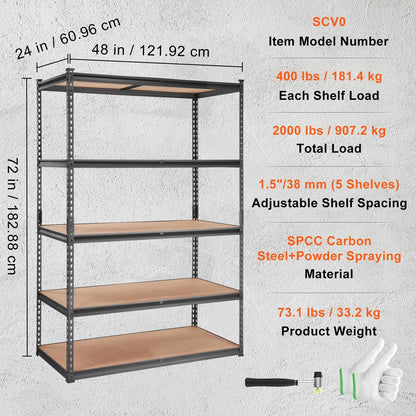 SucceBuy 5-Tier Heavy Duty Metal Storage Shelving Unit – Standing Organizer Rack for Kitchen, Living Room, Warehouse & Flower Stand