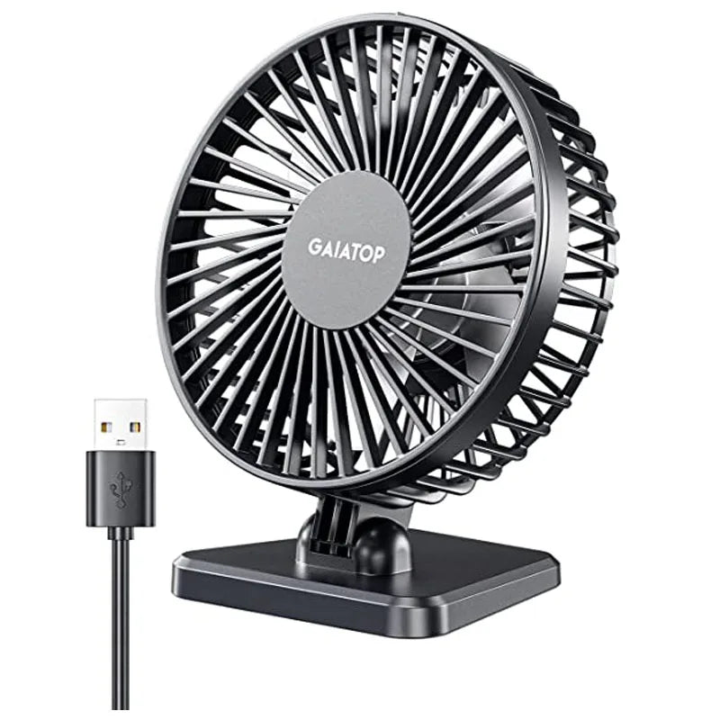 GAIATOP Mini USB Desktop Fan – Portable Quiet Cooling Fan with 3-Speed Adjustment for Home and Office Use