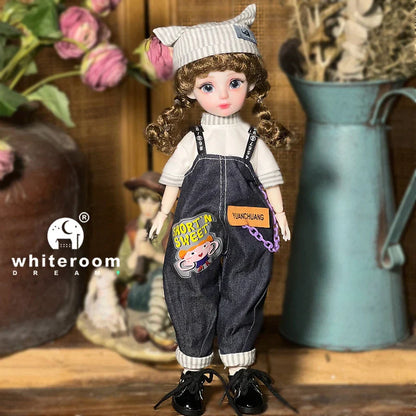 30cm 1/6 BJD Ball Jointed Doll – Starry Gray Eyes with Lolita Fashion Dress, DIY Toy Gift for Girls