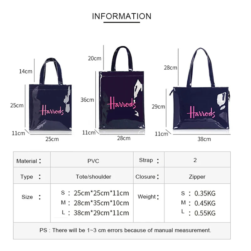 Simple Stylish PVC Reusable Shopping Bag – Luxury Eco-Friendly Waterproof Tote for Summer Beach