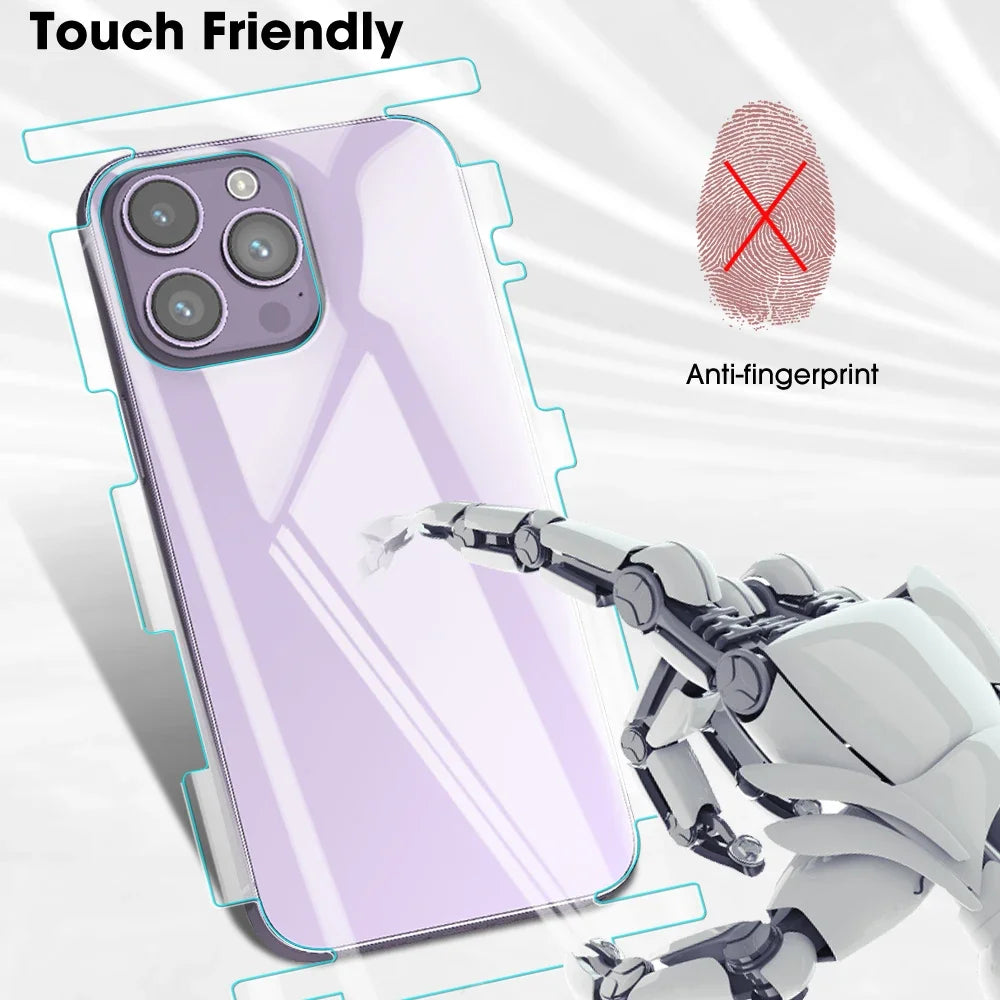 3 Sets Back Hydrogel Film Border Frame Stickers — Full Cover Back Screen Protectors for iPhone 16 Pro, 15, 14, 13, 12 Pro Max Plus