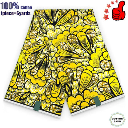 African Real Wax Print Fabric - 100% Cotton Ghana Nigeria Style Ankara Batik Sewing Material