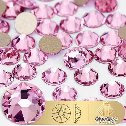 QIAO 2088 Crystal Nail Art Rhinestones — Flat Back Non-Hotfix Strass for DIY Nail Decorations (8 Big + 8 Small)