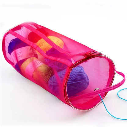 Portable Yarn Storage Bag - Hollow Mesh Knitting and Crochet Yarn Handbag Organizer for Weave Tools and Sewing Accessories