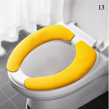 2-Pack Reusable Flannel Toilet Seat Cover Pads – Washable Warm Bathroom Seat Cushion Set