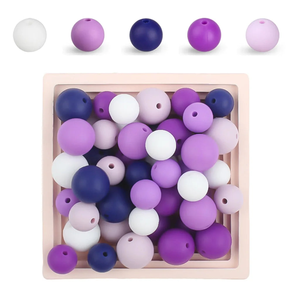 15mm Silicone Beads Set - Colorful Loose Beads for DIY Keychains, Jewelry & Beaded Pen Crafts