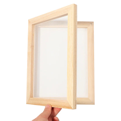 Wooden Paper Making Mould Frame: DIY Handcraft Papermaking Craft Tool with Double-Sided Wooden Mesh Mold