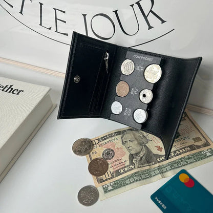 Multi-Functional 2-in-1 Portable Coin Clip & Card Wallet – Colorful Tri-Fold Coin Purse for Travel & Loss Prevention