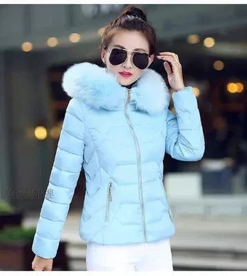 2025 Women’s Autumn Winter Short Cotton Coat – Large Size Padded Parka with Fur Collar, Warm Casual Jacket
