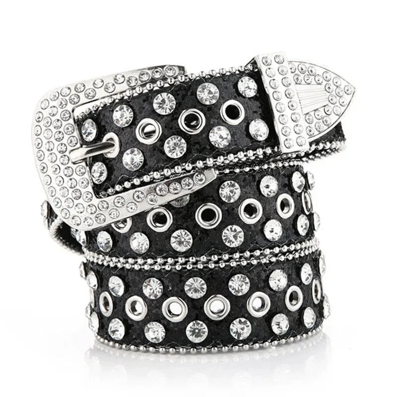 Women's Rhinestone Studded Belt - Hollow Pin Buckle Wedding & Party Accessory
