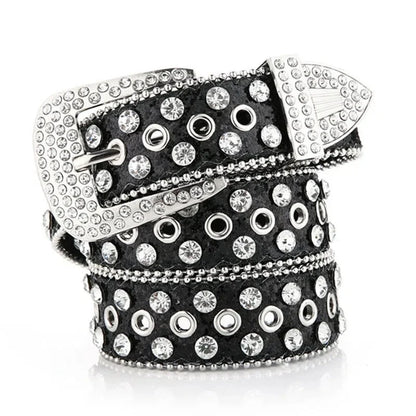 Women's Rhinestone Studded Belt - Hollow Pin Buckle Wedding & Party Accessory