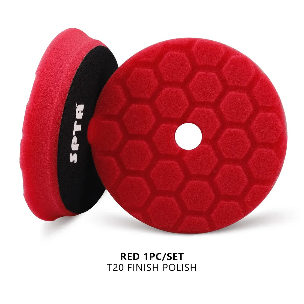 SPTA 5Pcs Car Sponge Wool Polishing Pads Set – 3", 5", 6" for DA/RO/GA Buffer Polisher, Buffing & Waxing