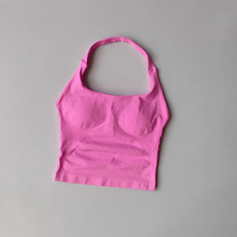 Women’s Halter Yoga Sports Vest – Shockproof High Support Fitness Bra for Running, Pilates & Workout, Beautiful Back Activewear Top