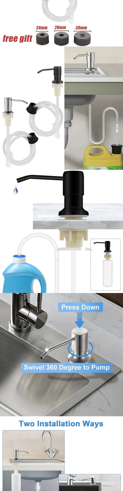 500ml Stainless Steel Liquid Soap Dispenser — Hand Press Pump Bottle for Kitchen Sink