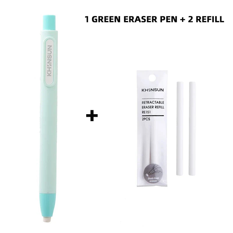 Retractable Press Eraser Pen – Replaceable Core Push-Button Art Eraser for Students, Kids & School Stationery Supplies
