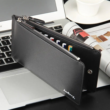 Large Capacity 16-Slot Leather Wallet for Men – Bifold Money Purse with Coin Pocket, Fashionable Brand