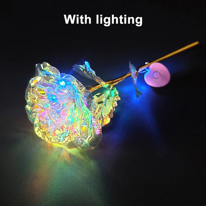 LED 24K Foil Plated Roses – Valentine's & Mother's Day Gift, Artificial Flower Decor, Romantic Wedding & Lover Lighting