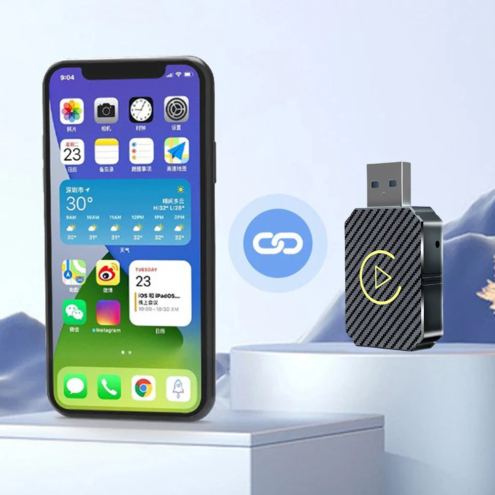 Wireless CarPlay & Android Auto Adapter — 2-in-1 Smart Mini Car AI Box with BT Wireless USB Dongle for OEM