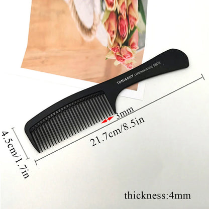 Black Flattop Hair Cutting Comb – Wide Tooth Professional Barber Hair Clipper & Salon Hairdressing Carbon Comb for Men