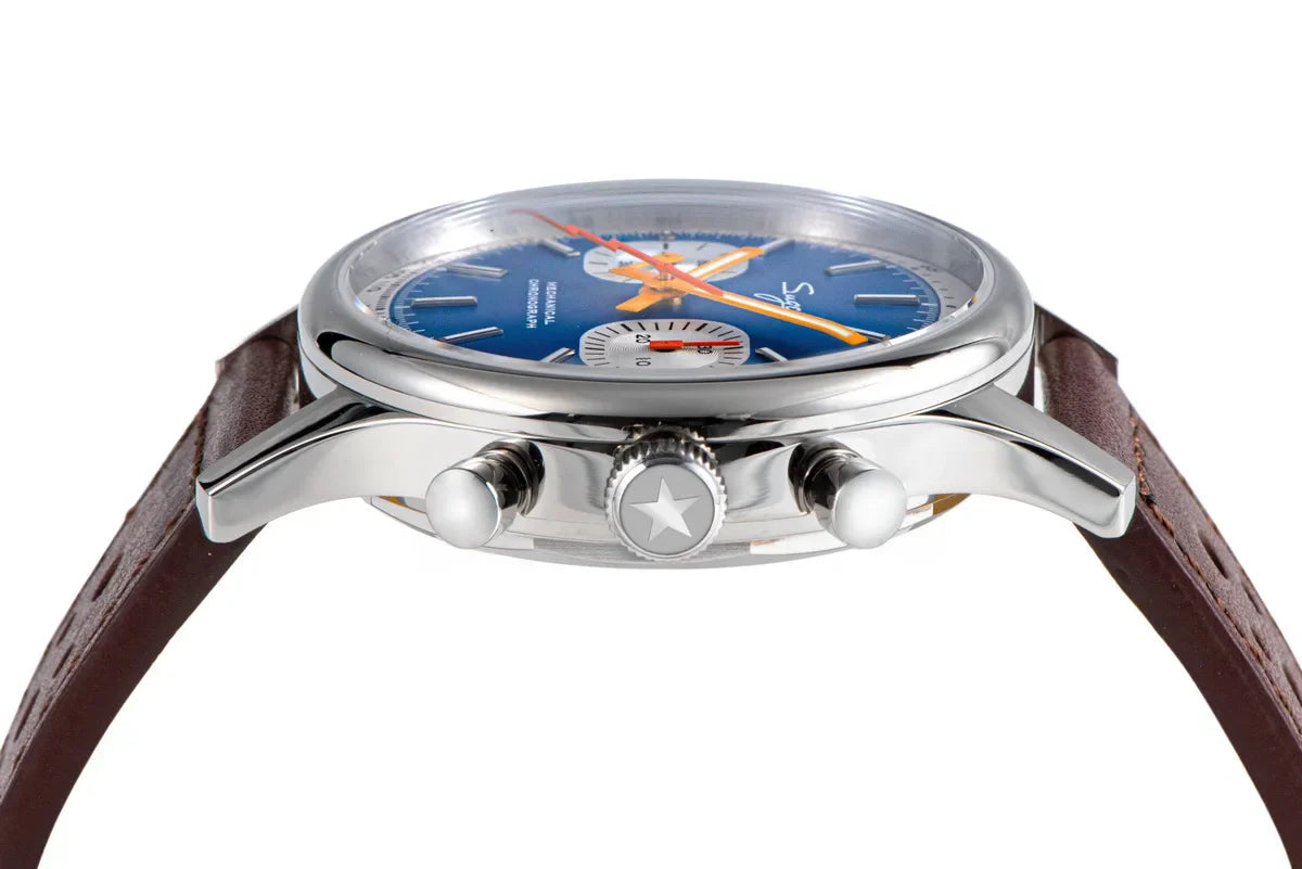 Sugess Pilot Men’s Chronograph Watch — Original ST1901 Mechanical Movement, Sapphire Crystal, Waterproof Racing Strap